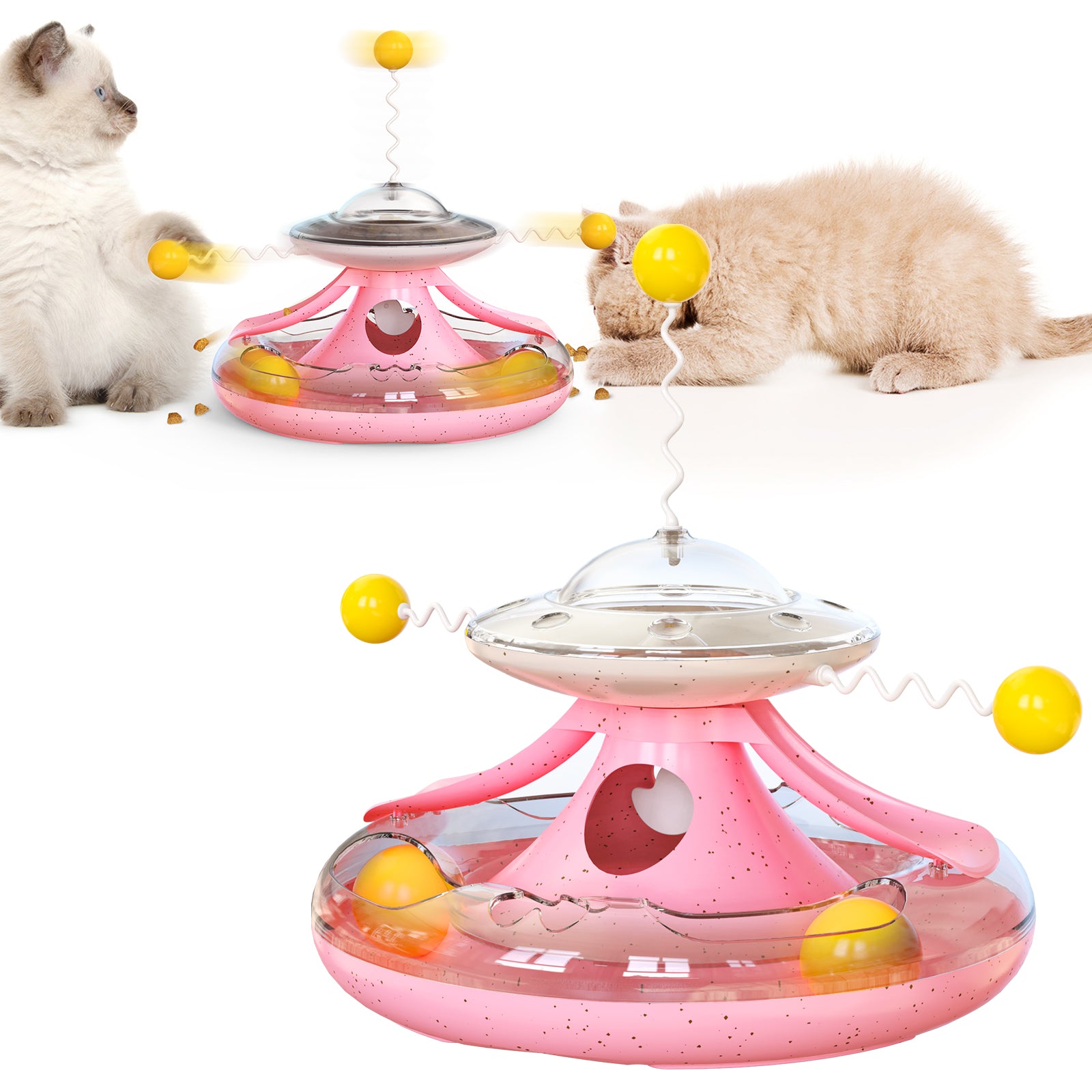 MZP-01 Cat Turntable Leaking Food Toy Pet Toy Funny Cat Stick Cat Feeding Roller Turntable (FDA Certified, BPA Free) - Pink MZP-01 Cat Turntable Leaking Food Toy Pet Toy Funny Cat Stick Cat Feeding Roller Turntable (FDA Certified, BPA Free) - Pink